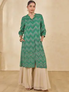 Global Desi Women Chevron Thread Work Kurta