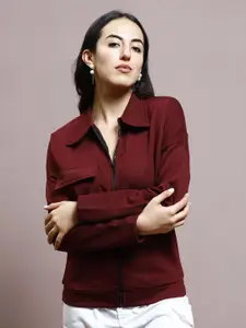 Athena Women Shirt Collar Long Sleeves Sweatshirt