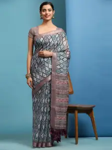 Anouk Geometric Printed Woven Design Zari Saree