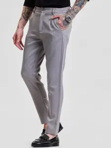 Snitch Men Smart Slim Fit Pleated Trousers