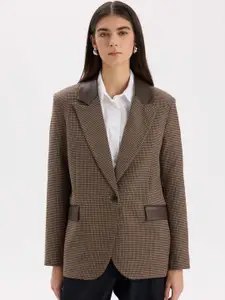 DeFacto Checked Single-Breasted Blazer