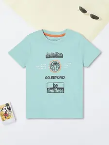 max Boys Typography Printed Round Neck Cotton T-shirt