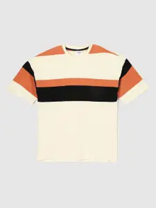 max Boys Striped Round Neck Cotton T-shirt