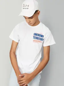 max Boys Typography Printed Round Neck Cotton T-shirt