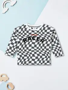 max Boys Checked Round Neck Cotton T-shirt