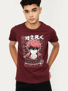 max Boys Graphic Printed Round Neck Cotton T-shirt