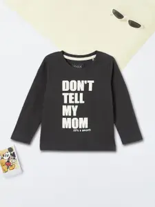 max Boys Typography Printed Round Neck Cotton T-shirt