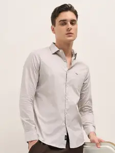 THE BEAR HOUSE Men Spread Collar Geometric Printed Cotton Tailored Fit Formal Shirt