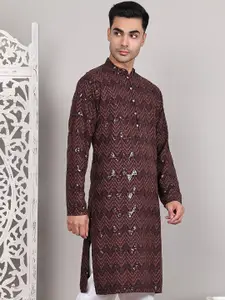 Jompers Men Geometric Embroidered Sequinned Kurta