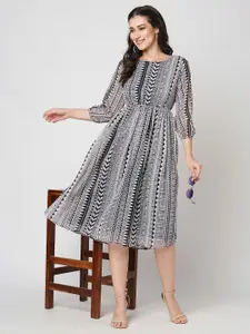 Selvia Print Georgette Fit & Flare Dress