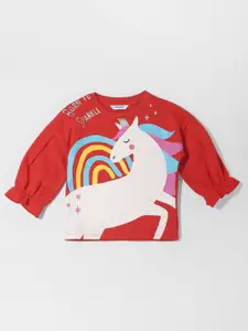 Nauti Nati Girls Unicorn Printed Round Neck Sweatshirt