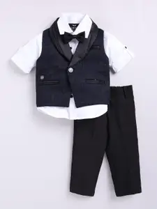 LITTLE COLLARS Boys Shawl Collar Single Breasted Waistcoat with Trouser and Shirt