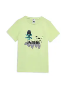 Puma x Trolls Boys Graphic Printed Cotton T-Shirt