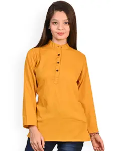 BAESD Girls Band Collar Straight Crepe Kurta