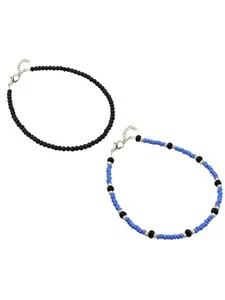 HIGH TRENDZ Set Of 2 Single Leg Beaded Anklets