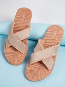 max Women Textured Open Toe Flats