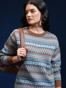 Tokyo Talkies Women Argyle Pullover Sweaters