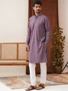 Jompers Men Embroidered Regular Sequinned Kurta with Pyjamas