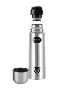 Cello Lifestyle Silver-Toned & Black Printed Stainless Steel Water Bottle 500 ml