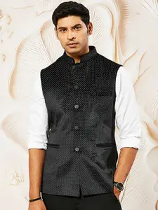 VASTRAMAY Polka Dot Printed Nehru Jacket