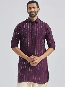 VASTRAMAY Men Polka Dot Printed Pathani Kurta
