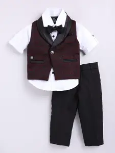 LITTLE COLLARS Boys Shawl Collar Single Breasted Waistcoat with Trouser and Shirt
