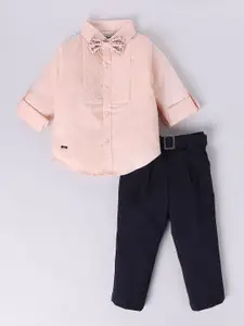 LITTLE COLLARS Boys Embellished Shirt with Trousers