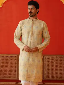 Jompers Men Geometric Embroidered Sequinned Kurta