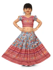 BAESD Girls Printed Foil Print Ready to Wear Lehenga & Blouse With Dupatta