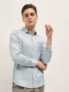 THE BEAR HOUSE Men Spread Collar Geometric Printed Cotton Tailored Fit Formal Shirt