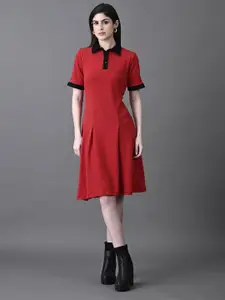 The Roadster Lifestyle Co Women Shirt Collar Collared A-Line Dress