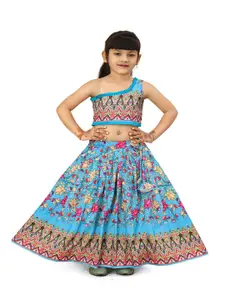 BAESD Girls Printed Foil Print Ready to Wear Lehenga & Blouse With Dupatta