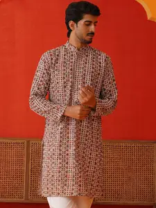 Jompers Men Geometric Embroidered Sequinned Kurta