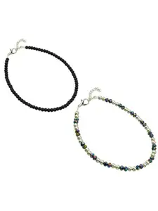HIGH TRENDZ Set Of 2 Beaded Thread Anklets