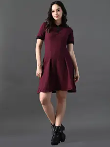 The Roadster Lifestyle Co. Women A-Line Textured Collared Dress