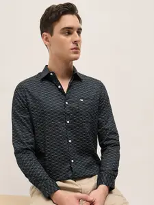 THE BEAR HOUSE Men Spread Collar Abstract Printed Pure Cotton Tailored Fit Formal Shirt