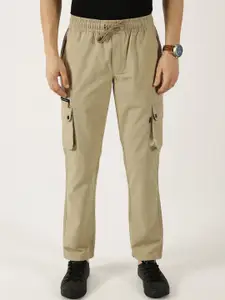 Thomas Scott Men Pure Cotton Smart Mid-Rise Straight Fit Easy Wash Cargos