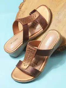 Bata PU Party Wedge Sandals with Laser Cuts