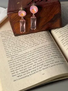 Niska Contemporary Stone Studded Drop Earrings