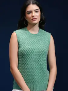 Tokyo Talkies Women Geometric Self Design Sweater Vest