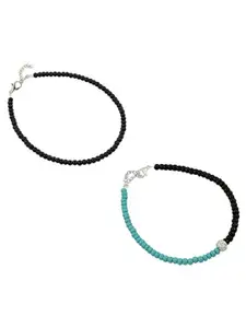 HIGH TRENDZ Set Of 2 Single Leg Beaded Anklets
