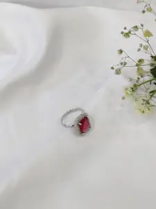 Niska Cubic Zirconia Stone Studded Square Shaped Finger Ring