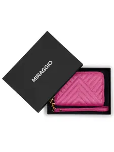 MIRAGGIO Nora Pink Zip Around Wallet With Detachable Wrist Strap