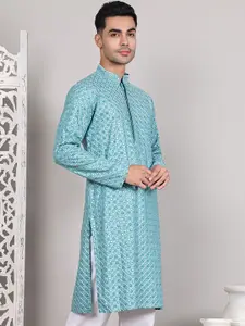 Jompers Men Geometric Embroidered Sequinned Kurta