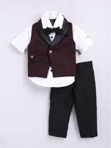 LITTLE COLLARS Boys Shawl Collar Single Breasted Waistcoat with Trouser and Shirt
