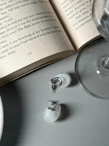 Niska Contemporary Stone Studded Half Hoop Earrings