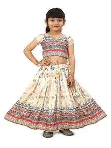 BAESD Girls Printed Foil Print Ready to Wear Lehenga & Blouse With Dupatta