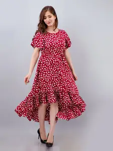 all about you Print Flared Sleeve Fit & Flare Midi Dress