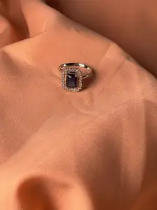 Niska Cubic Zirconia Stone Studded Square Shaped Finger Ring