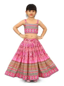 BAESD Girls Printed Foil Print Ready to Wear Lehenga & Blouse With Dupatta